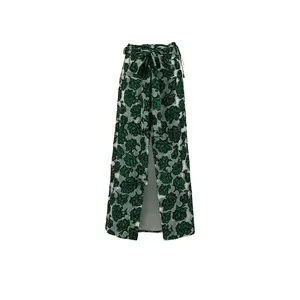 Green Rose Lace Jacquard Skirt