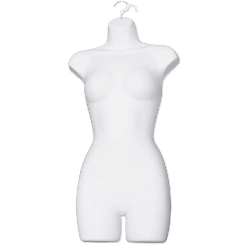 Female Full Plastic Display Mannequin With Swivel Hook For Stand Or Wall Hanging & Hollow Back-White