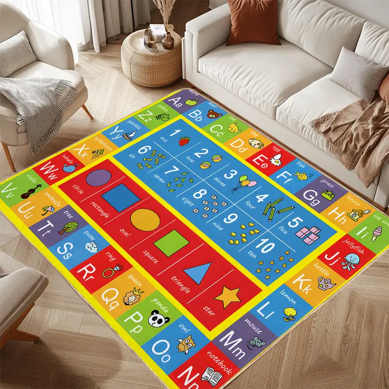 ABC Rugs Small Classroom Boys Rug for Kids - Alphabet Learning Area Rug - Educational & Stylish Design - Perfect for Playroom & Bedroom - Kids Room Carpet
