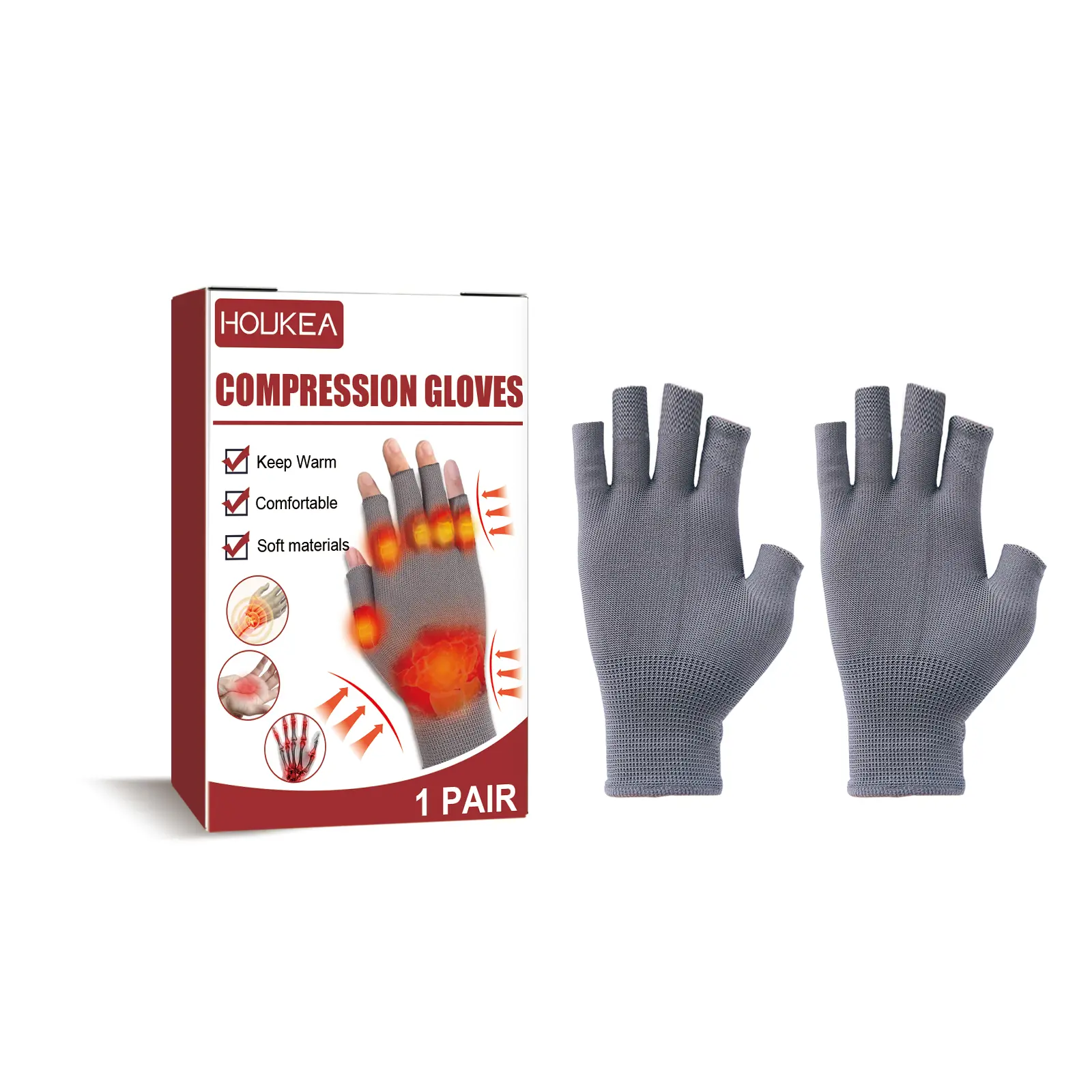 Houkea Arthritis Compression Gloves – Hand, Wrist & Thumb Support for Joint Pain Relief, Stiffness, Swelling & Soreness
