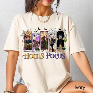 Comfort Colors Halloween Hocus Pocus Shirt,Movie Witches Funny Horror Characters Shirt, Sanderson Sisters Shirt Salem Scary Movie Tee
