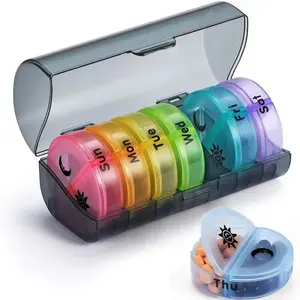 7 Day & 2 Times A Day Pill Box, 1 Set Portable Daily Pill Case, Easy To Open Pill Organizer for Medicine/Vitamin/Fish Oil/Supplements Healthcare Medical Organizer