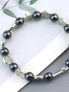 Hot Selling Cross Beaded Bracelet Alloy Round Hole Connector Jewelry Saint Benedict Bracelet Handmade Gift Accessory