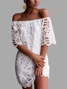 Spring Summer New Lace Trim Mid-Sleeve Commuter Dress, Bralette Fashion Short Skirt, Stylish Women's Clothing Womenswear