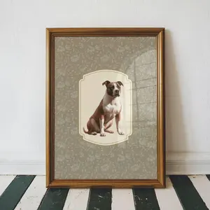 American Staffordshire Terrier Poster, Vintage Dog Art Print, Antique Pet Decor, Unframed, 5 size, 8x12 to 27x40 inch