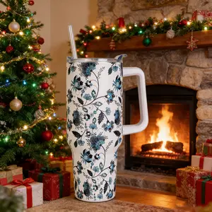 SYACOT 40 oz Tumbler with Handle and Straw Stainless Steel Insulated Tumbler Leak Proof Lid and Straw Lid Reusable Travel Mug Coffee Mug Cup Dishwasher Safe Keep Drinks Hot 12 Hours Cold 24 Hours Portable Washable Valentines Birthday Mother's Day Gift