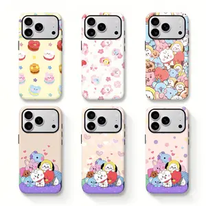 Kpop BT21  Case, Creative Graffiti Puppy Design for Cellphone, Transparent Four-Corner Drop-Proof Protective Case for iPhone 17, 16 Pro Max, 15, 14, 13, 12, 11, Lightweight and Durable MX1783KT