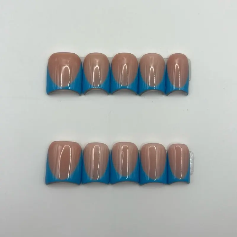 Bubbles Blue French Tips press on nails