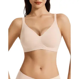 Mebeso ONECLOUD Women's Wire-Free Comfortable Bra Soft Flexible Seamless T-Shirt Bra Sport Basic Fit Everyday Wear Supportive Bralette Athletic Fitted Jelly-Feel Fabric - Casual, Womenswear