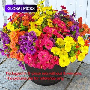 Artificial Fake Flowers Plants for Outdoor Outside Spring Summer Decoration, Colorful Morning Glory UV Sun Resistant Realistic Faux Flower for Planter, Fruit