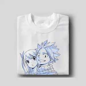 Natsu and Lucy Fairy Tail Anime T-Shirt Summer Short-Sleeve Shirt with Colorful Prints for Men and Women dirty tshirt vintage  graphic  tees shirts  women oversized  tshirt  women