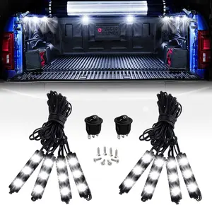 Nilight  8PCS 24LED Rock Light for Cargo Truck Pickup Bed Off Road Under Car Side Marker LED Rock Lighting Kit w/Switch White#springtok