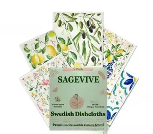 Reusable Botanical Print Swedish Dishcloths