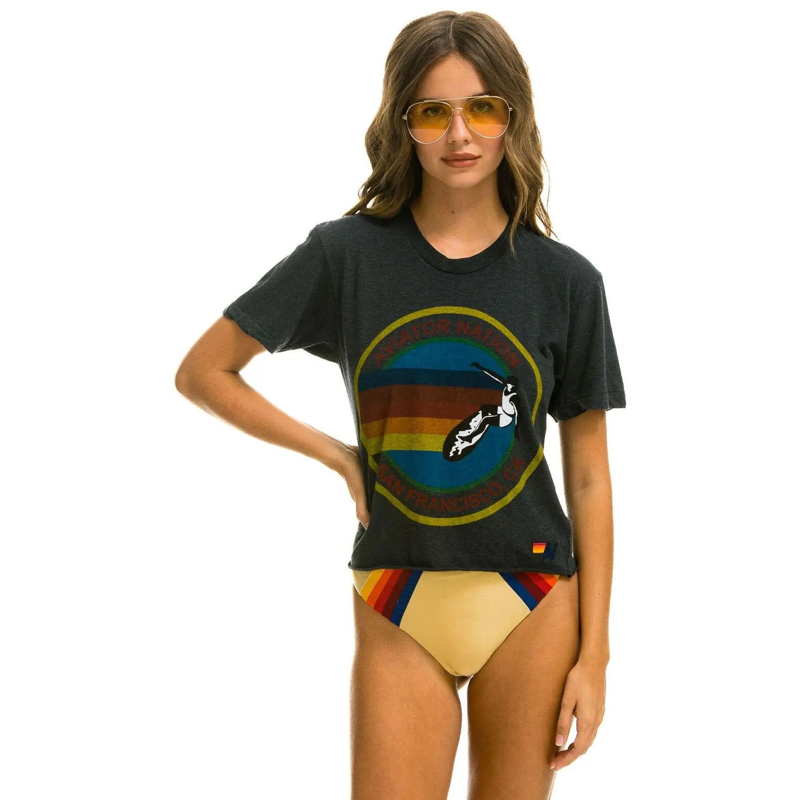 AVIATOR NATION SF - BOYFRIEND TEE CHAR