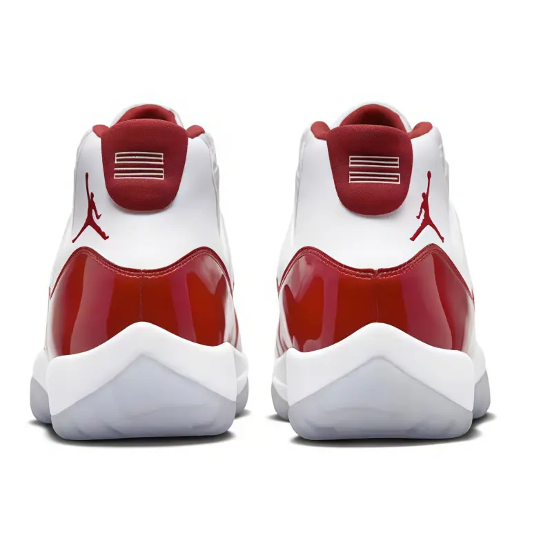 White Glossy Red High Top Retro Sneakers Brand New with Matching Shoe Box shiny patent leather upper cushioned midsole for impact relief translucent outsole unisex street footwear for daily wear and premium sneaker collections for men and women