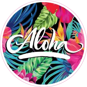 Aloha Floral Circle Sticker