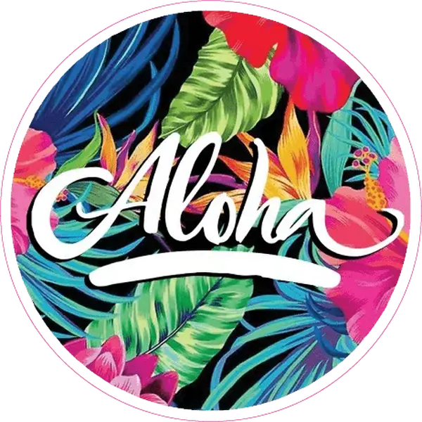 Aloha Floral Circle Sticker