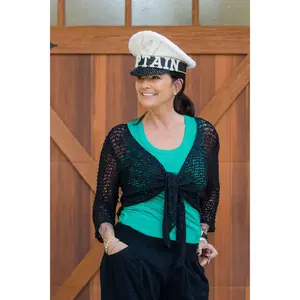 Popcorn Tie Up Sweater Black O/S