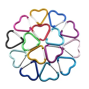 Outdoor Carabiner Heart Shape Keychain Clip Aluminum Alloy Rings Climbing Clips Spring Snap Hook Carabiner Durable