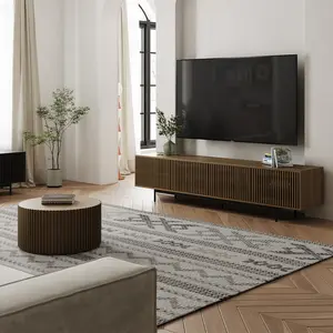 Mid-Century Modern Living Room Sets, 94.49" TV Stand with 31.5" Coffee Table, Media Console,Dark Wood