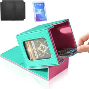 Wizards Command Card Box, Magnetic Card Display Case, Storage Holder for 100 Dual-Layer Cards & Accessories, Casual Style
