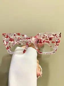 Colorblock Glasses, Square Frame Eyewear, Trendy Eyeglasses for Women & Girls, Fashion Eyeglasses for Work, Daily Clothing Decor, Perfect for Student Daily Use