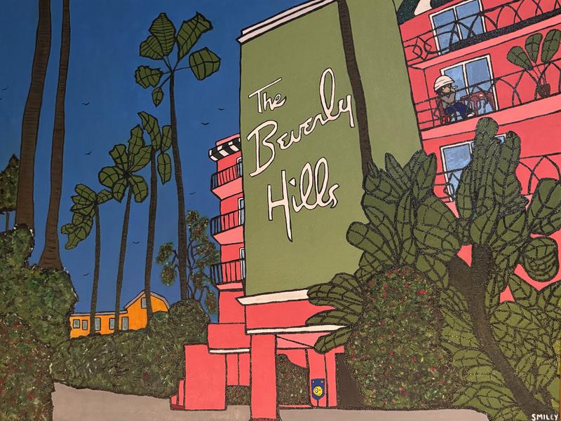 Fear and Loathing at The Beverly Hills Hotel 30x40x2 Acrylic On Canvas Artwork American Dream Heart Hunter Thompson Haunted Hotel