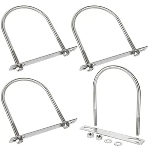 4Pack Square U-Bolts 4-1/2"(115mm) Inner Width, 304 Stainless Steel U Bolts M10 with Washers & Nuts for Replacement Parts and Accessories for Ski Boat, Fishing Boat or Sailboat Trailer