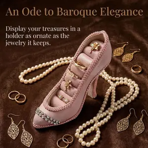 Jewelry Displays Stand, Sturdy High-Heeled Jewelry Organizer Tower, Multi-Compartment Earring & Necklace Display, Portable Velvet Ring Holder Box, Large Capacity Jewelry Stand, Witch Hunt Series Accessory Tower, Ocean Style Tiara Necklace Holder