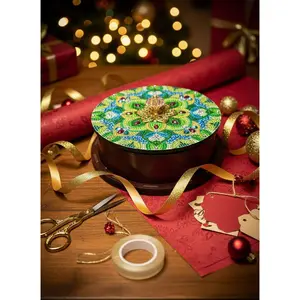 Handmade Mandala Mosaic Jewelry Box, Round Decorative Trinket Box, Boho Storage Box with Lid, Artisan Gift for Her, Luxury Home Decor