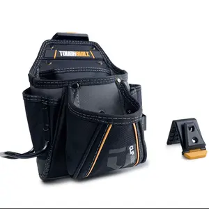 1pc TOUGHBUILT Builder 1680D Heavy-Duty Construction Tool Pouch with Rugged ClipTech Hub & Hammer Loop - Black Polyester Tool Storage for Job Sites Tool Bag Tool Organizer TBL-CT-401
