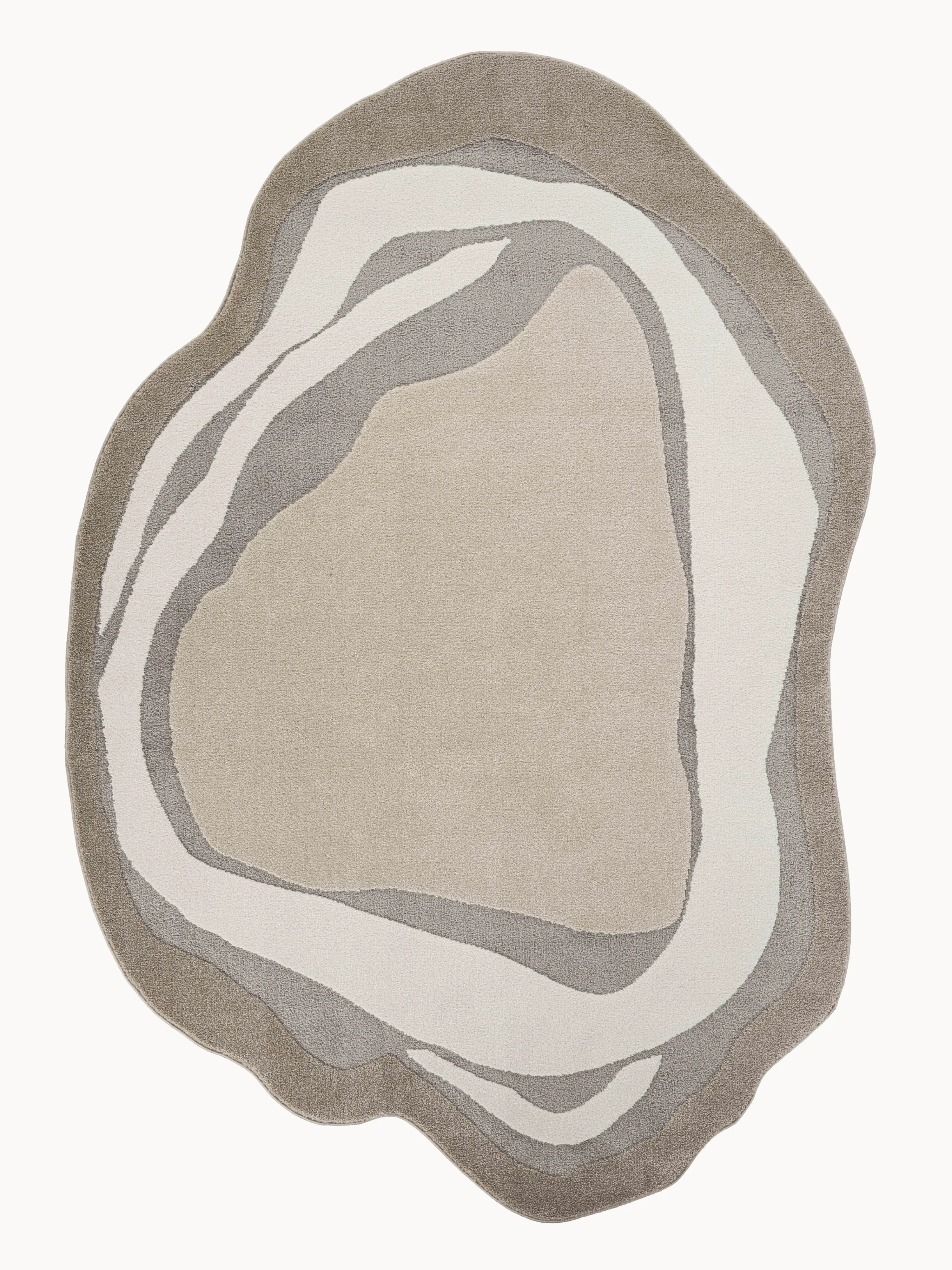 Beau Abstract Organic Shape Neutral Beige Rug