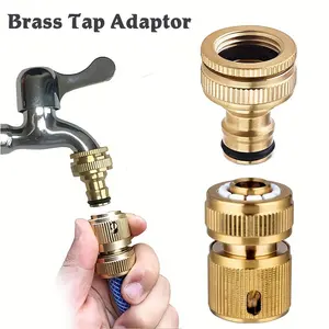 Garden Hose Tap Connectors Set, 1 Set Hose Tap Connector for Summer, Brass Garden Hose Fitting and Adapter Water Hose Connector Set for Car Washing & Garden Watering