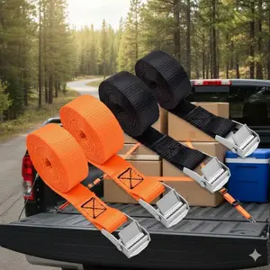Heavy-Duty Ratchet Straps for Trucks & Camping: Multi-Purpose Tie Down Straps with Reinforced Buckles. Secure Cargo, Bikes, Gear. High Strength Loading Straps for Vehicles & transport. Cargo Trailer Straps