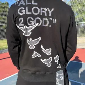 All Glory To God 'Black' "Iced Out Flocka Doves" FlyFleece ZipUp Hoodie - Unisex Christian Streetwear - (Adult Men & Women)
