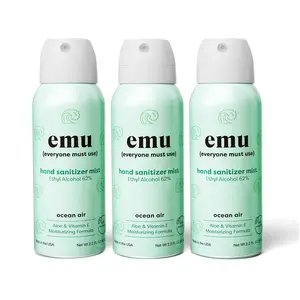 ocean air 3 or 6ct hand sanitizer mist - 2.2OZ per can eco-friendly, plant-based, recyclable, cruelty free, aloe, vitamin e