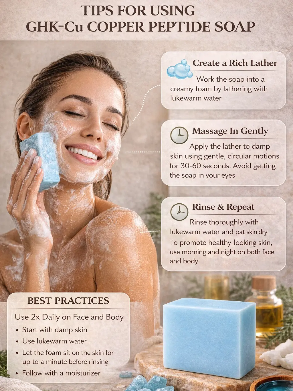 Grass Fed Beef Tallow & Copper GHKCU Peptide Soap Bar with Coconut Oil Shea Butter for Grass Fed Beef Tallow & Copper GHKCU Peptide Soap Bar with Coconut Oil Shea Butter for