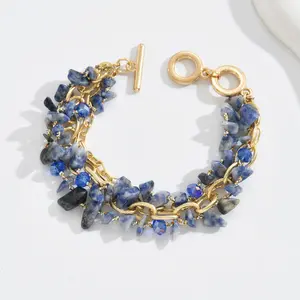 Natural Stone Matching Crystal Matching Metal Chain Personalized Multi-layer Bracelet