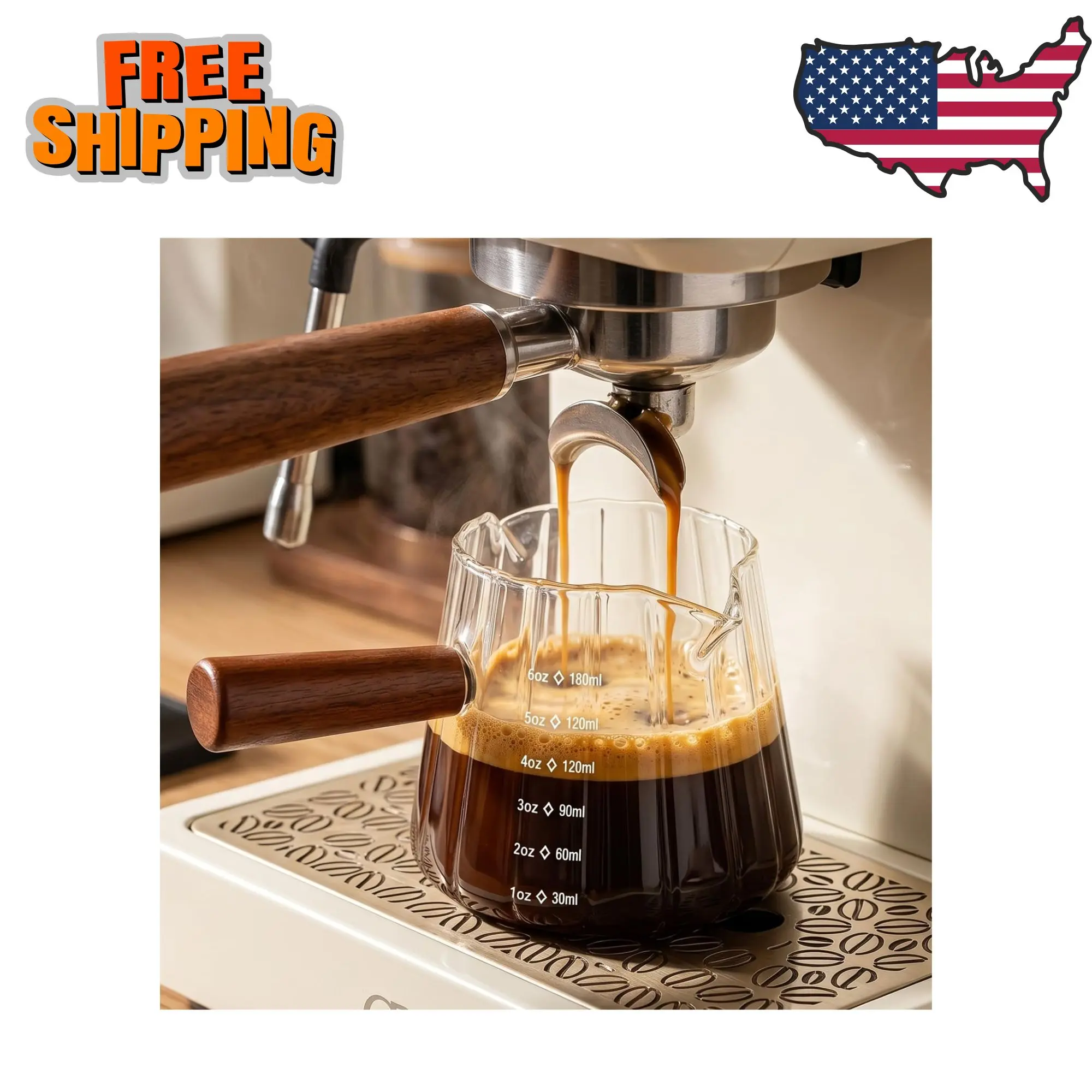 6 oz Espresso Cups With Wood Handle, Espresso Accessories