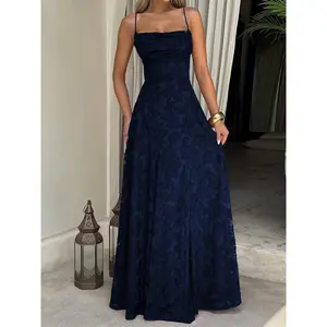 SYHAN 2026 Latest Women's French Elegant High Waisted Strapless Backless A-Line Maxi Dress Lace Long Evening Gown for Spring Summer Weddings Proms Parties Banquets Machine Washable Formal Dress LD11562407 - Womenswear, Solid Polyester