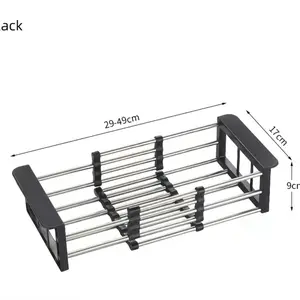 Adjustable Stainless Steel Sink Strainer-Stainless Steel Hanging Dish Rack-Foldable Kitchen Tableware, Cups and Multi-function Water Filter Basket for Fruits & Vegetables, Kitchen Sink Organizer, Dish Draining Rack,  Industrial  dish drying rack