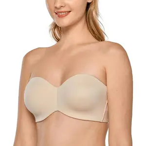 Women's Strapless Bra Unlined Underwire Minimizer Plus Size Support