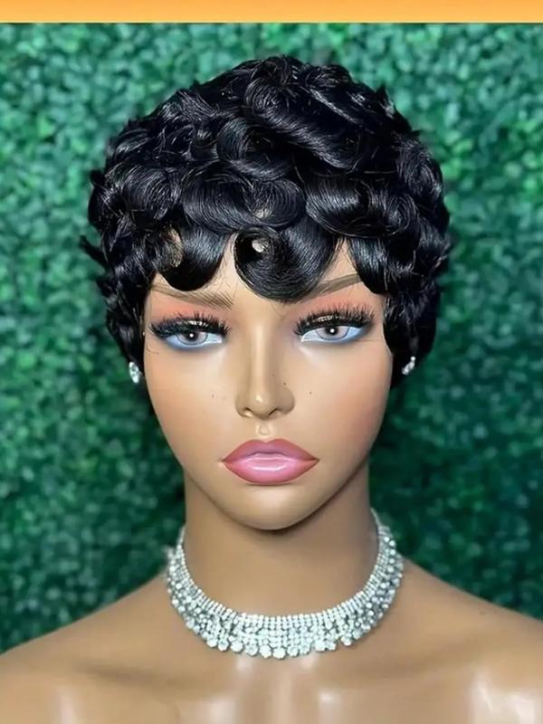 Curly Pixie Cut Wig Short Bob Wig for Women 100% Human Hair Wig 99J 4# Natural Color Finger Wave Full Machine Made Wig Pixie Wigs Wavy Wigs Curly Pixie Cut Wig Short Bob Wig for Women 100% Human Hair Wig 99J 4# Natural Color Finger Wave Full Machine Made Wig Pixie Wigs Wavy Wigs
