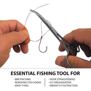 Versatile Angling Tools with 2pc 5 Inch Fishing Forceps Set - Stainless Steel, Curved & Straight Hemostats, Serrated Jaws, Locking Mechanism, and Lightweight Design