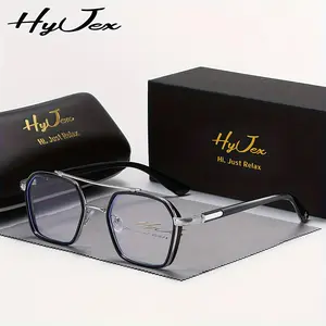 HyJex Anti-blue Glasses Frame Glasses Charming Metal Flat Plano Glasses