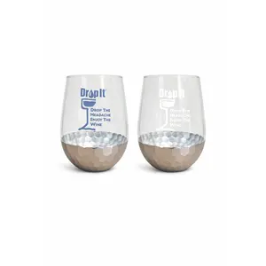 Stemless Wine Glass - Drop It® Logo