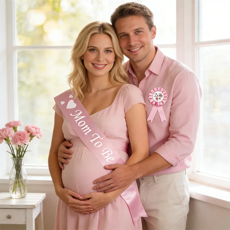 Women’s Maternity 3PCS Floral Print Belt Set - Sky Blue-Pink Boho Sashes, Generous Size Elegant Maternity Clothes Accessories for Weddings, Photoshoots