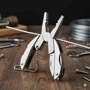 Portable Keychain Multi-Tool Kit: Stainless Steel Folding Tactical Pliers, Mini Survival Gear for Camping, Hiking, Home Repair & Emergency Fixes. High-Hardness Screwdriver Set & Compact Outdoor Tools.