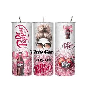 Dr. Pepper Tumbler Original Design, Simple & Stylish Bottle with Lid, BPA Free, Washable & Portable, Ideal for Drinking Drinkware Beverage