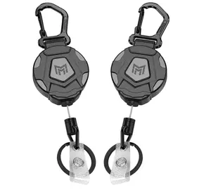 MNGARISTA Retractable Keychain, Heavy Duty Carabiner Badge Holder, Tactical ID Badge Reel with 31.5” Steel Retractable Cord, 8.0 oz